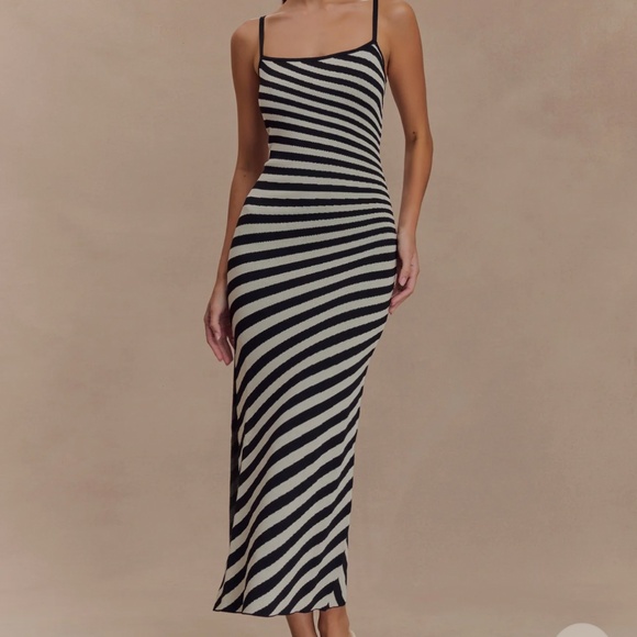 Meshki - Raven Striped Knit Midi Dress - S - Picture 1 of 3